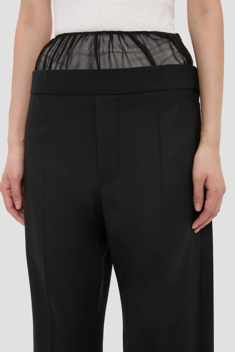 Weitgeschnittene Hose mit transparentem Einsatz