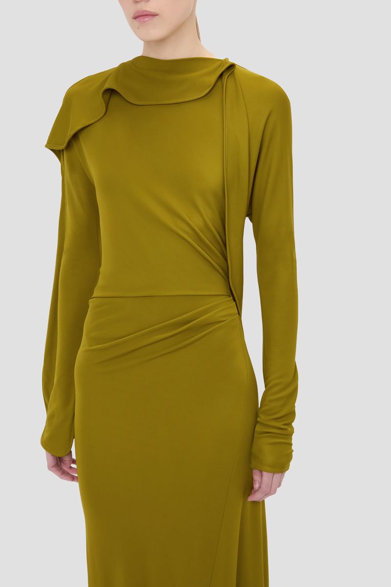 Elegantes, drapiertes, langärmliges Kleid