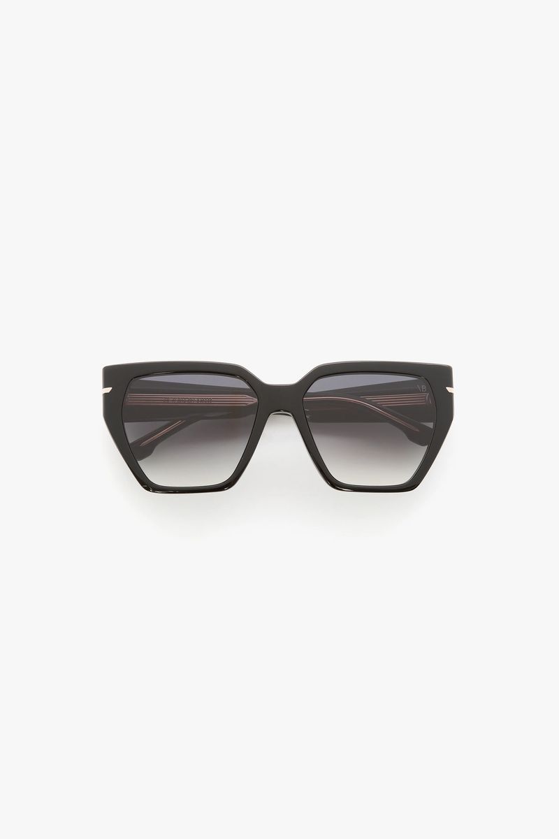 Elegante geometrische Sonnenbrille aus schwarzem Acetat