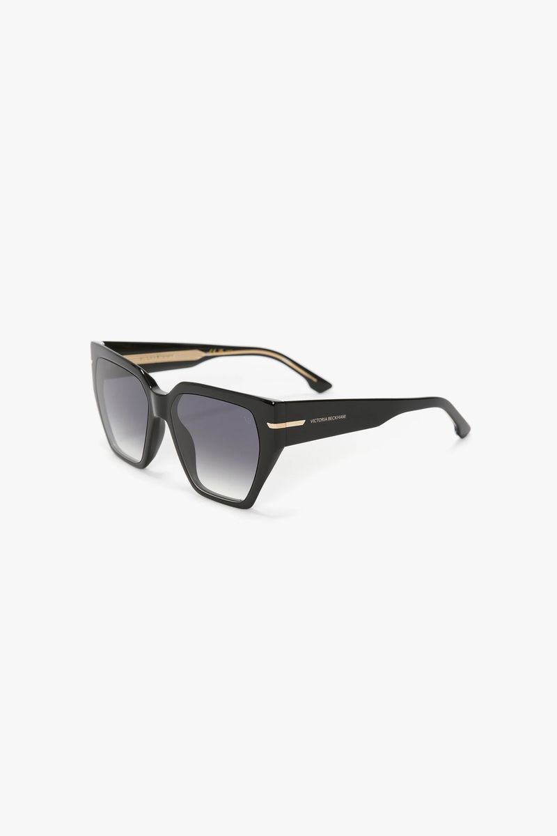 Elegante geometrische Sonnenbrille aus schwarzem Acetat