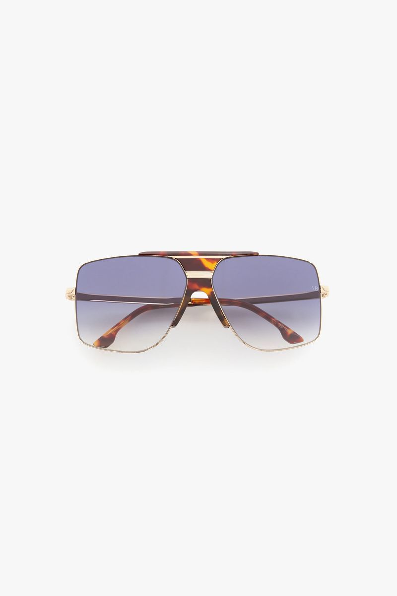 Übergroße Gold-Havanna-Rahmen Sonnenbrille