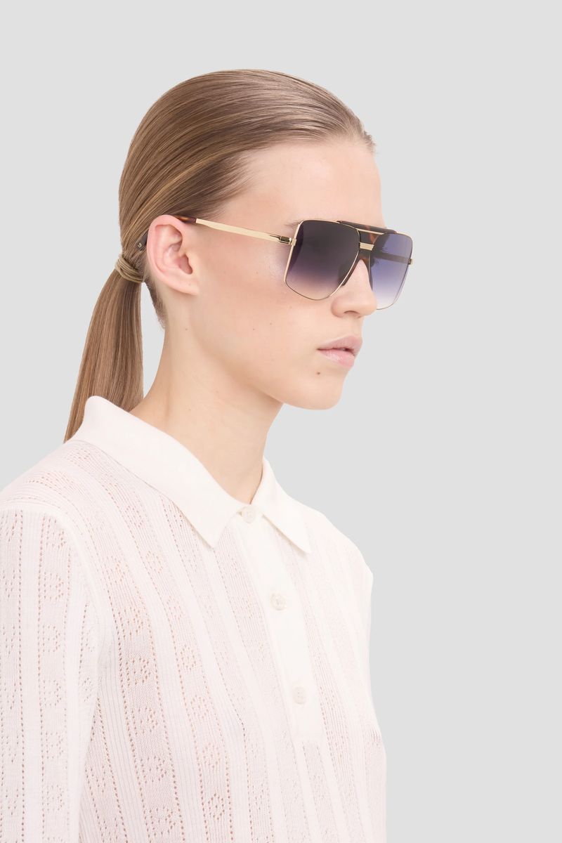 Übergroße Gold-Havanna-Rahmen Sonnenbrille