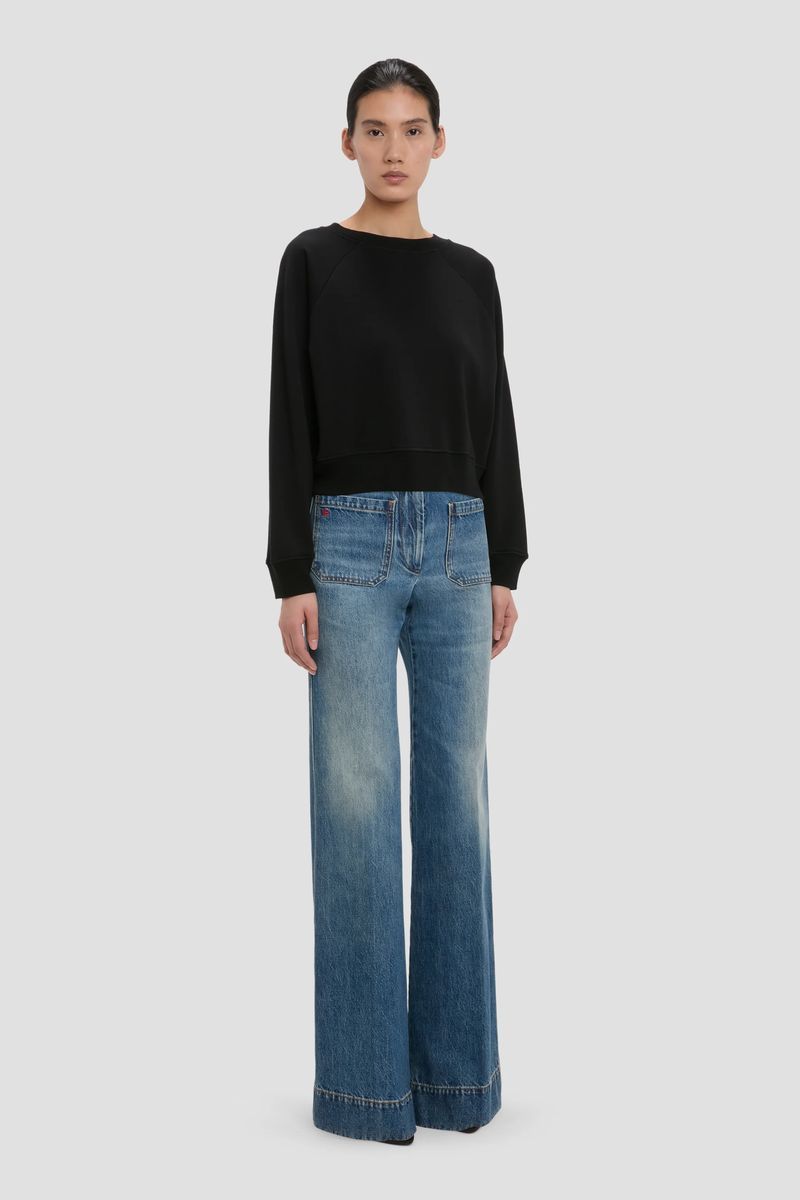 Cropped Langarm Athleisure Sweatshirt