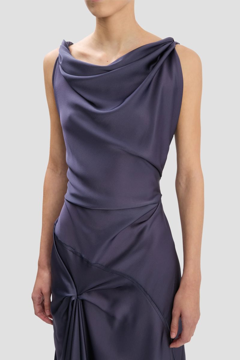 Elegantes Midikleid mit Wasserfallausschnitt