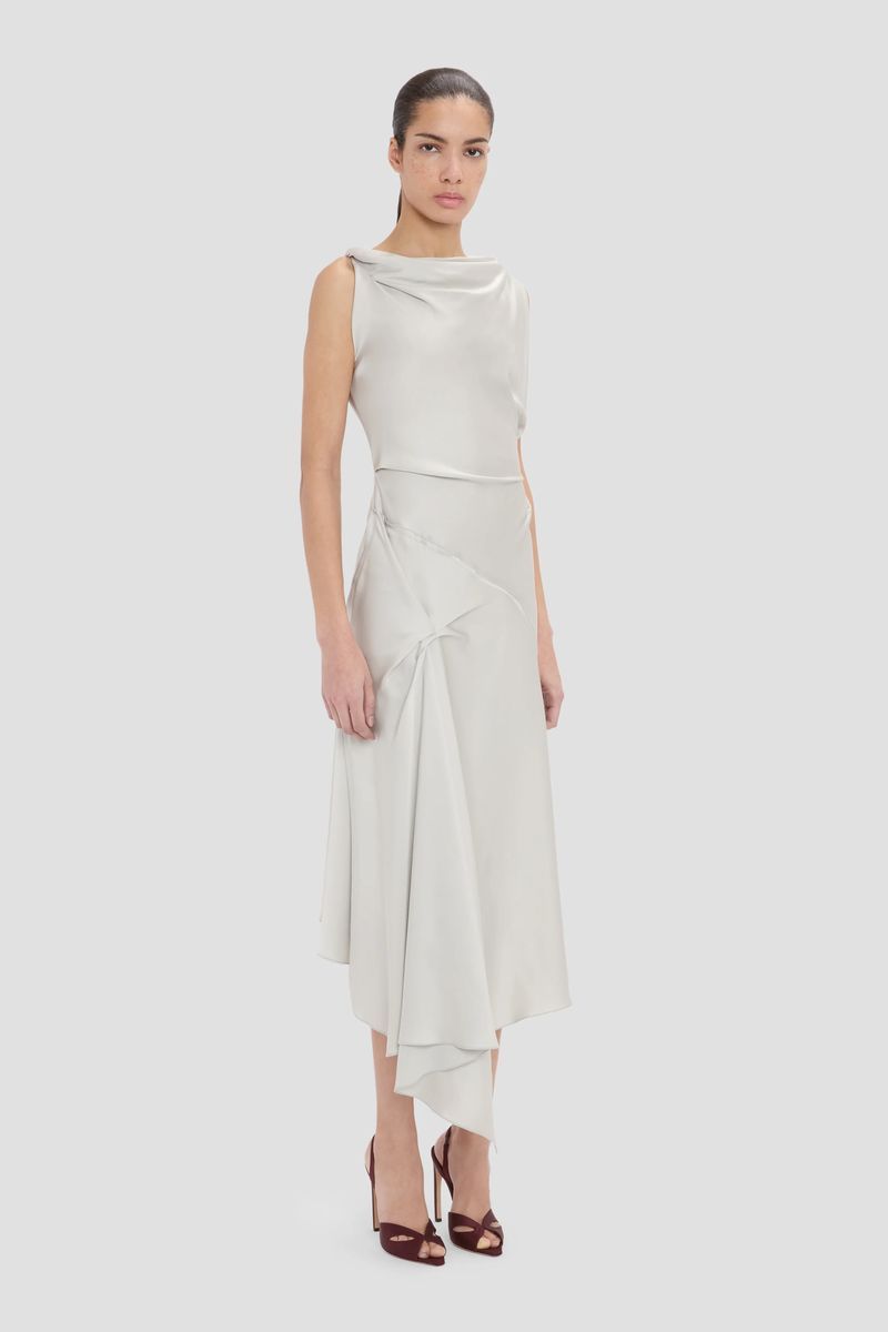 Elegantes, drapiertes Midikleid mit Falten