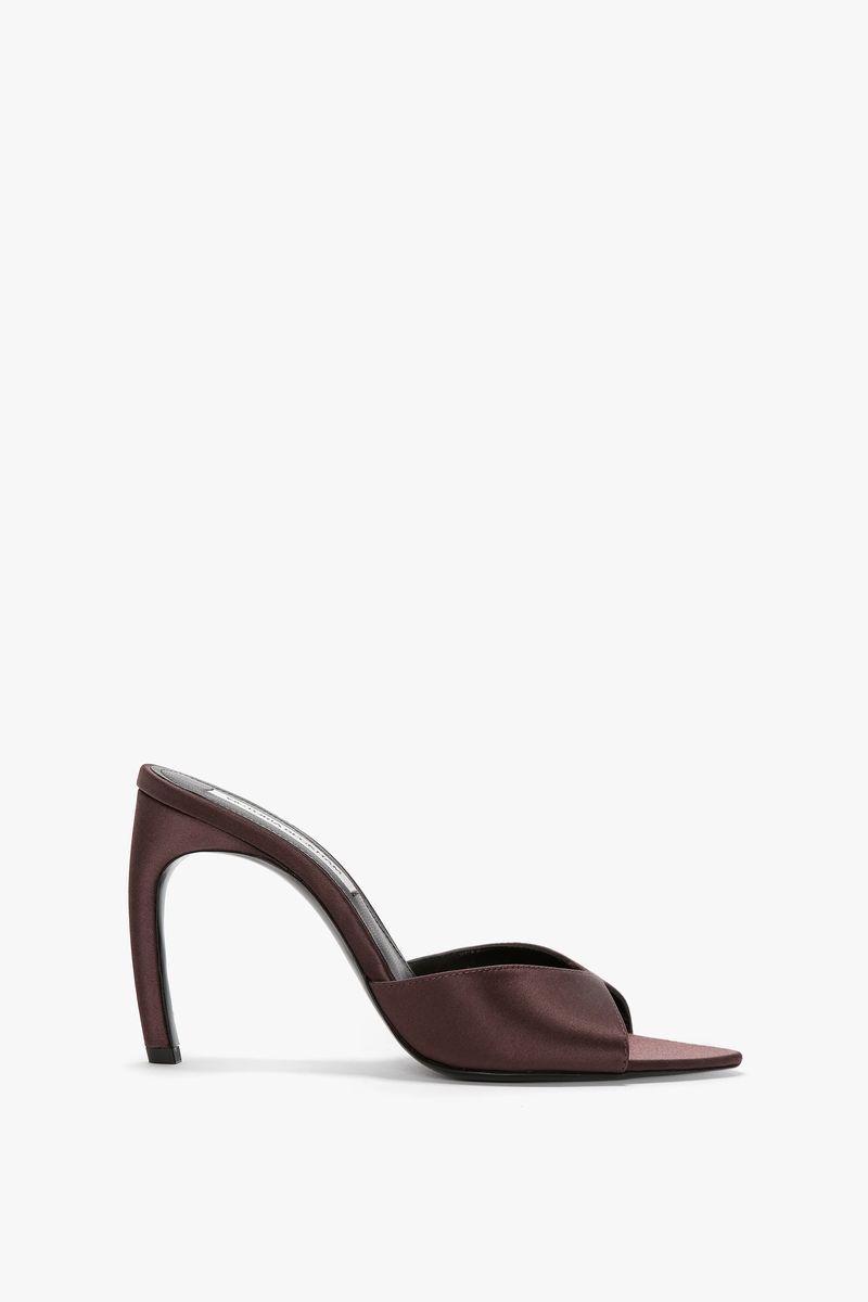 Elegante Mules mit Absatz aus bordeauxrotem Satin