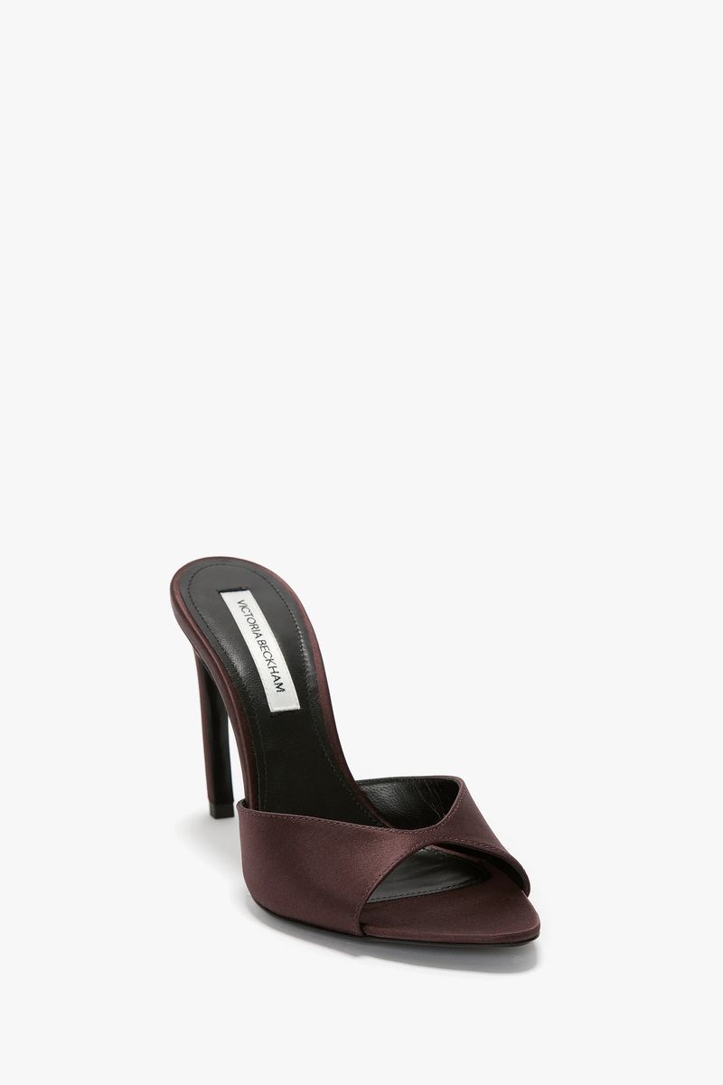 Elegante Mules mit Absatz aus bordeauxrotem Satin