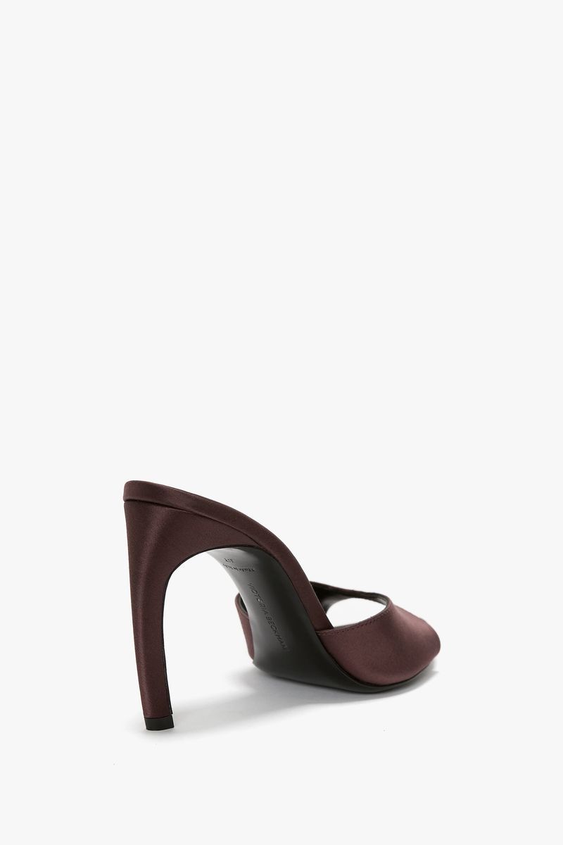 Elegante Mules mit Absatz aus bordeauxrotem Satin