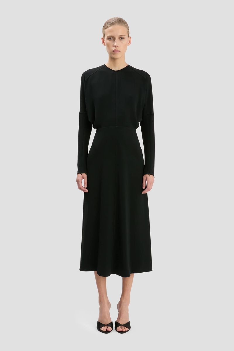 Elegantes Dolmanärmel-Midikleid