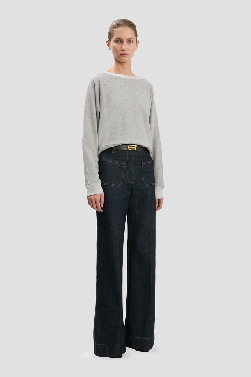 Grau meliertes Crop-Sweatshirt