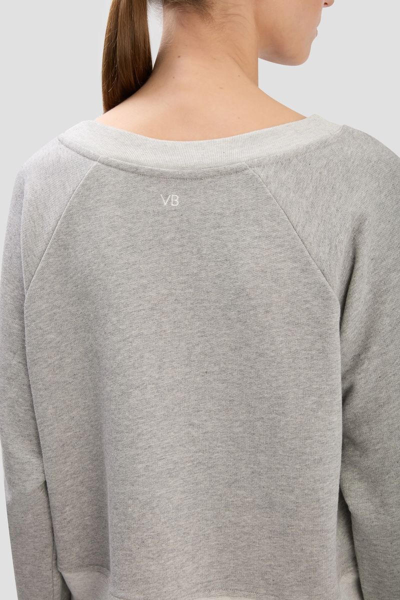 Grau meliertes Crop-Sweatshirt