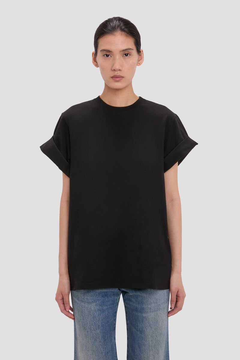 T-Shirt mit lockerer Passform und Rollärmeln