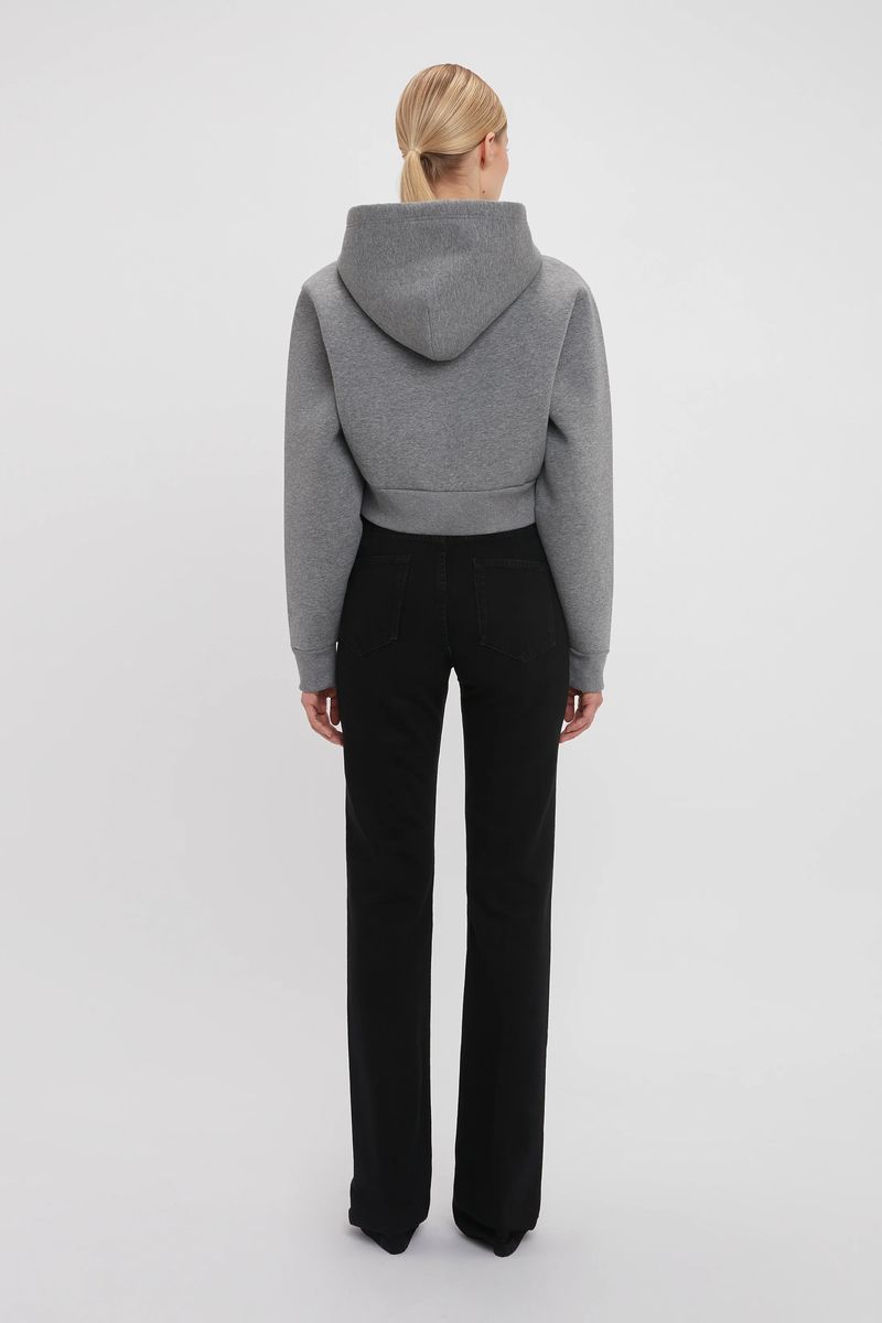 Strukturierter Cropped Hoodie mit Kordelzug