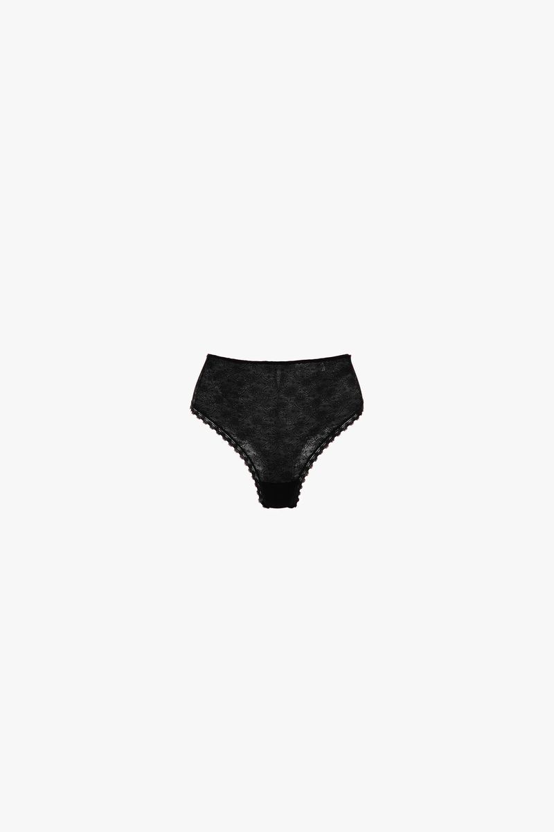 Zarte schwarze High-Waist-Spitzenunterhose