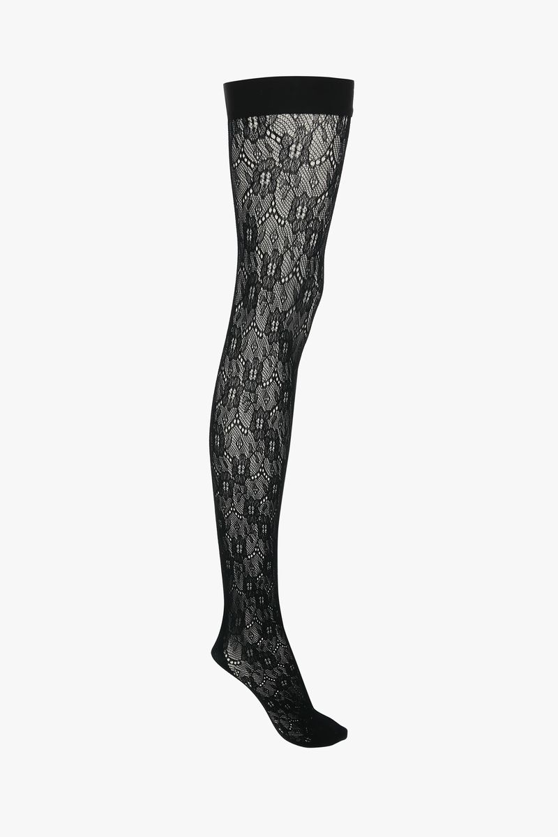 Elegante schwarze Spitzenhalterlose