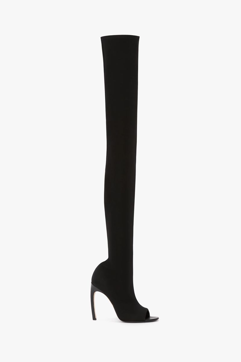 Overknee Peep-Toe Stiletto Stiefel