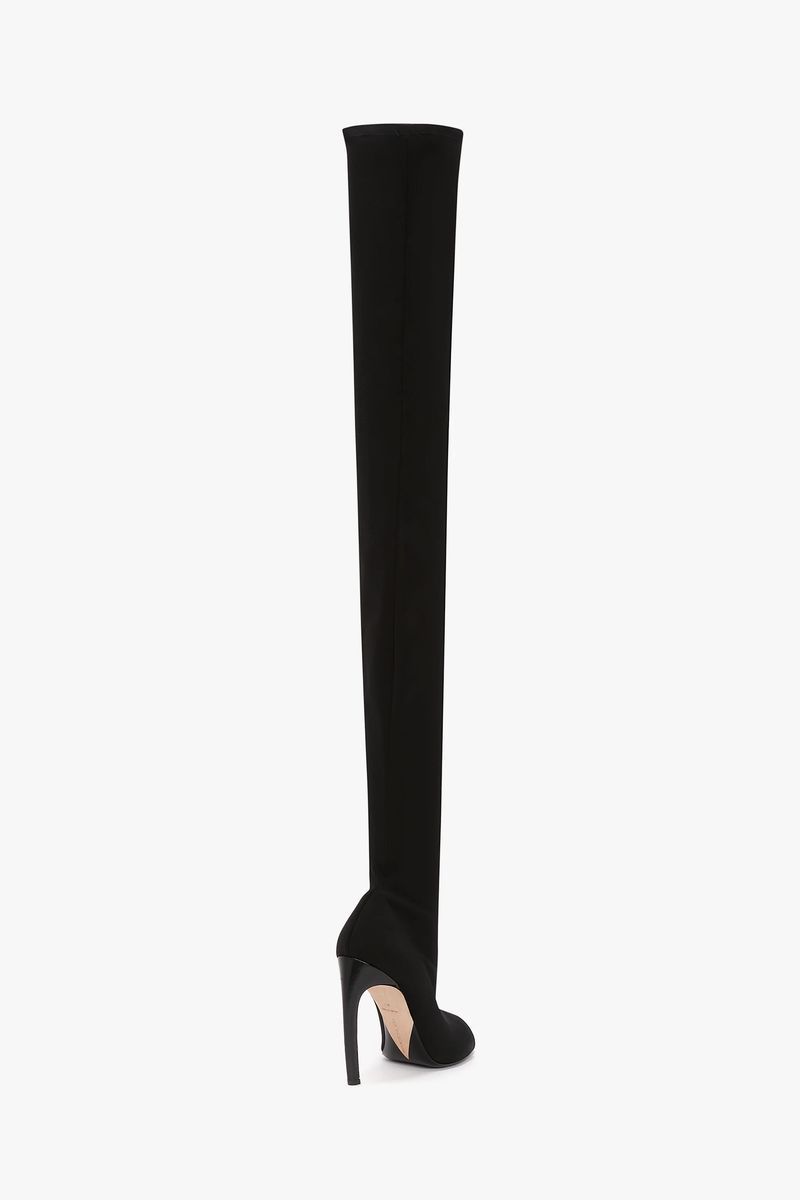Overknee Peep-Toe Stiletto Stiefel