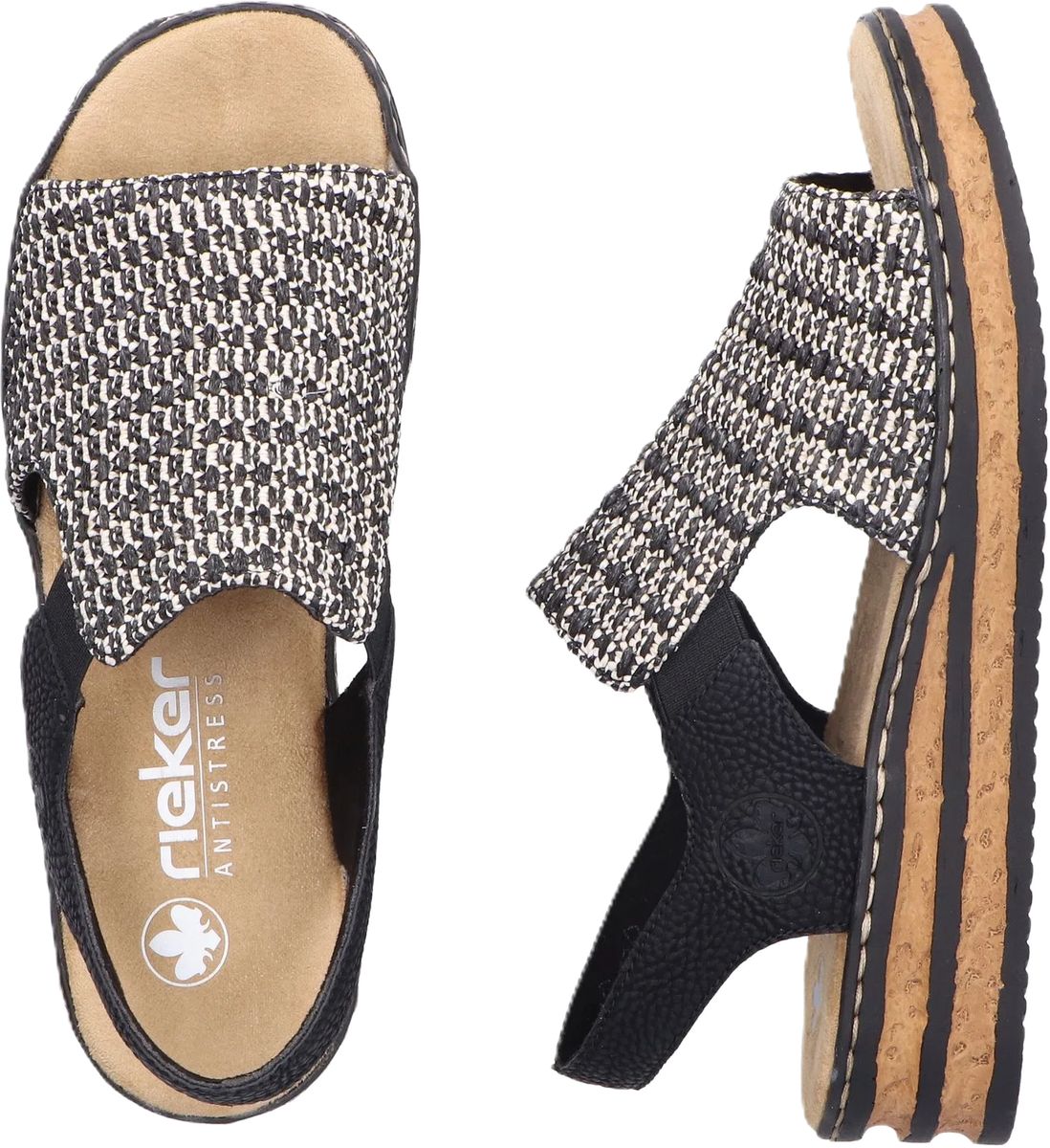 Gewebte Slingback Sandale mit offenem Zeh und Keilabsatz