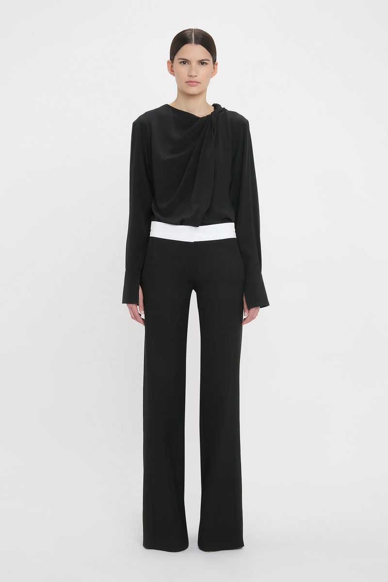 Elegante, weite Hose mit Seitenstreifen