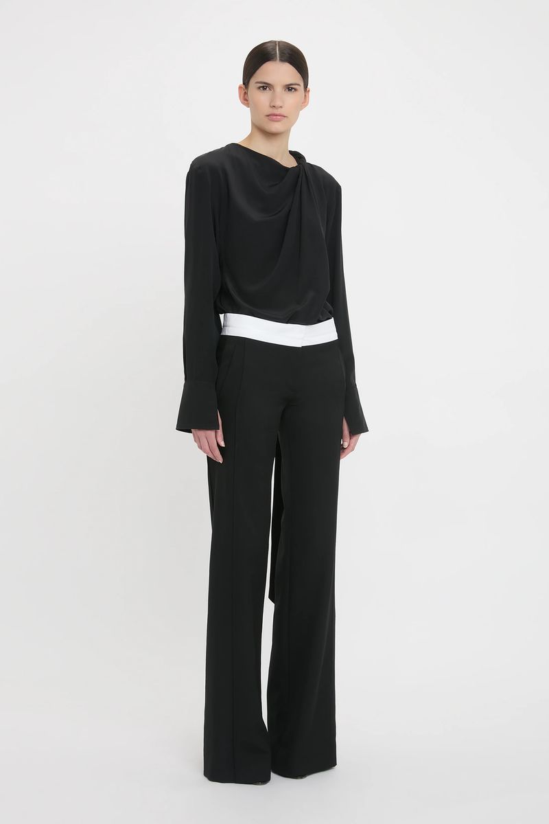 Elegante, weite Hose mit Seitenstreifen