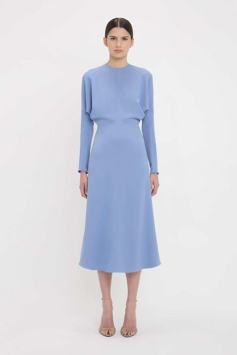 Elegantes Dolmanärmel-Midikleid