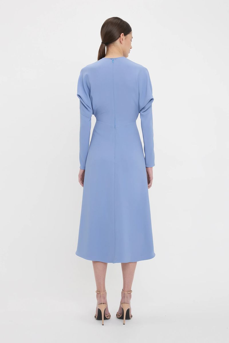 Elegantes Dolmanärmel-Midikleid