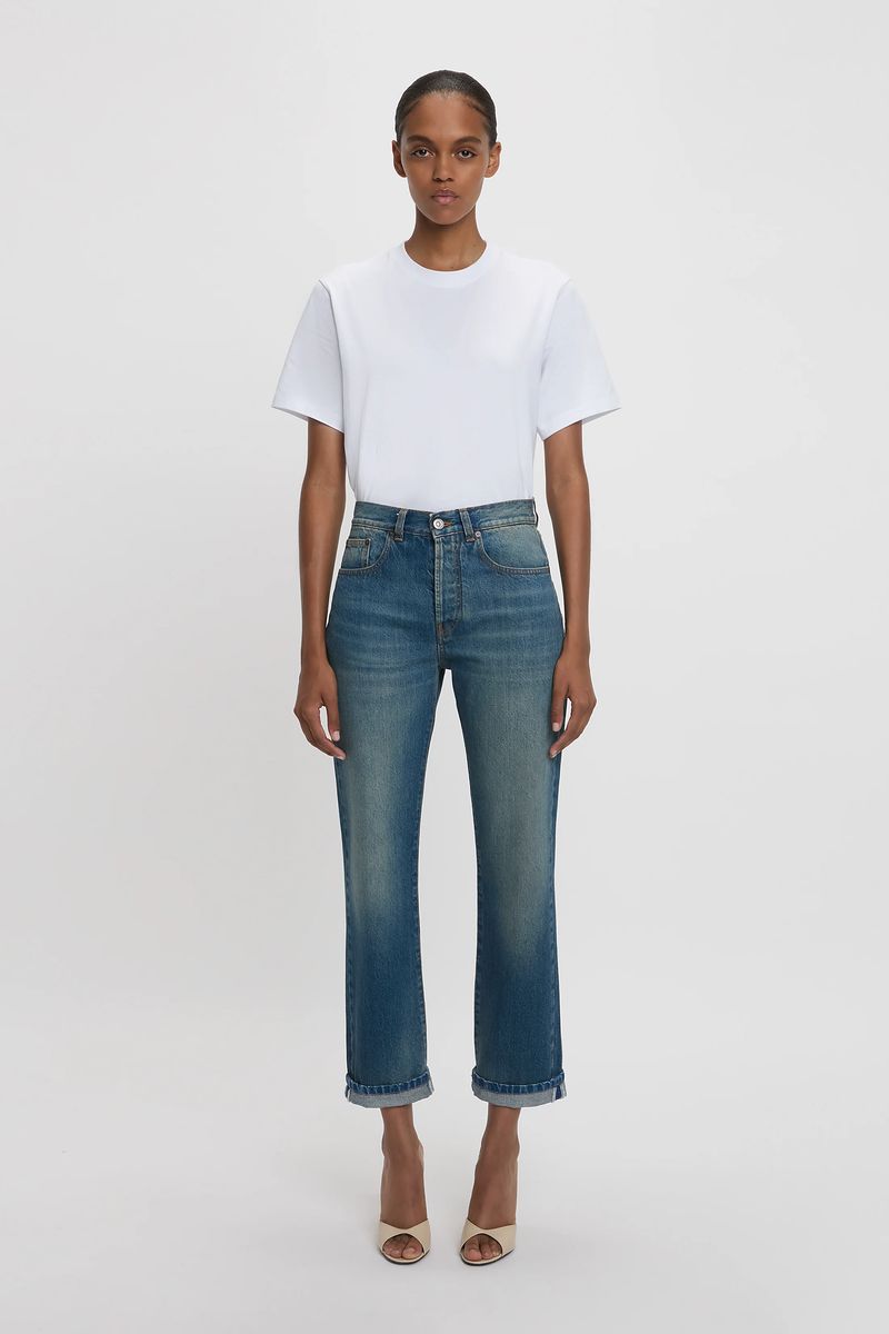 Gerade Jeans mit mittelhohem Bund
