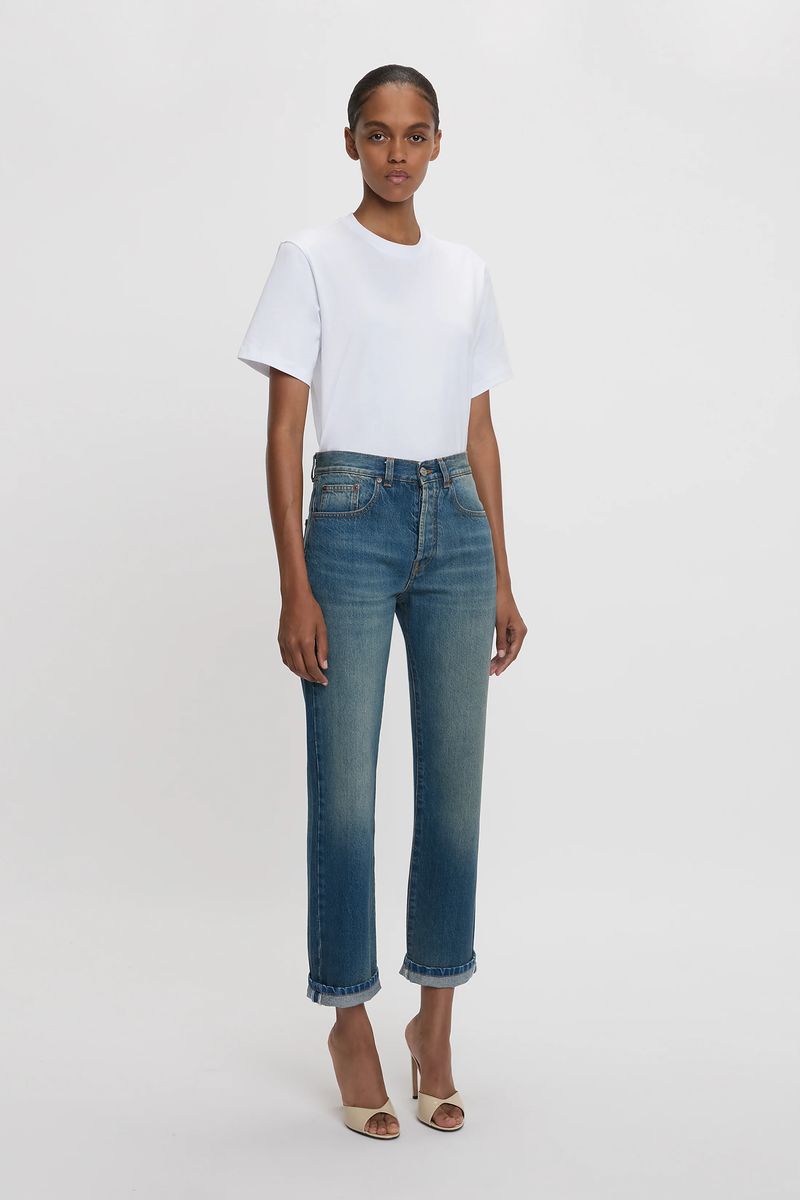 Gerade Jeans mit mittelhohem Bund