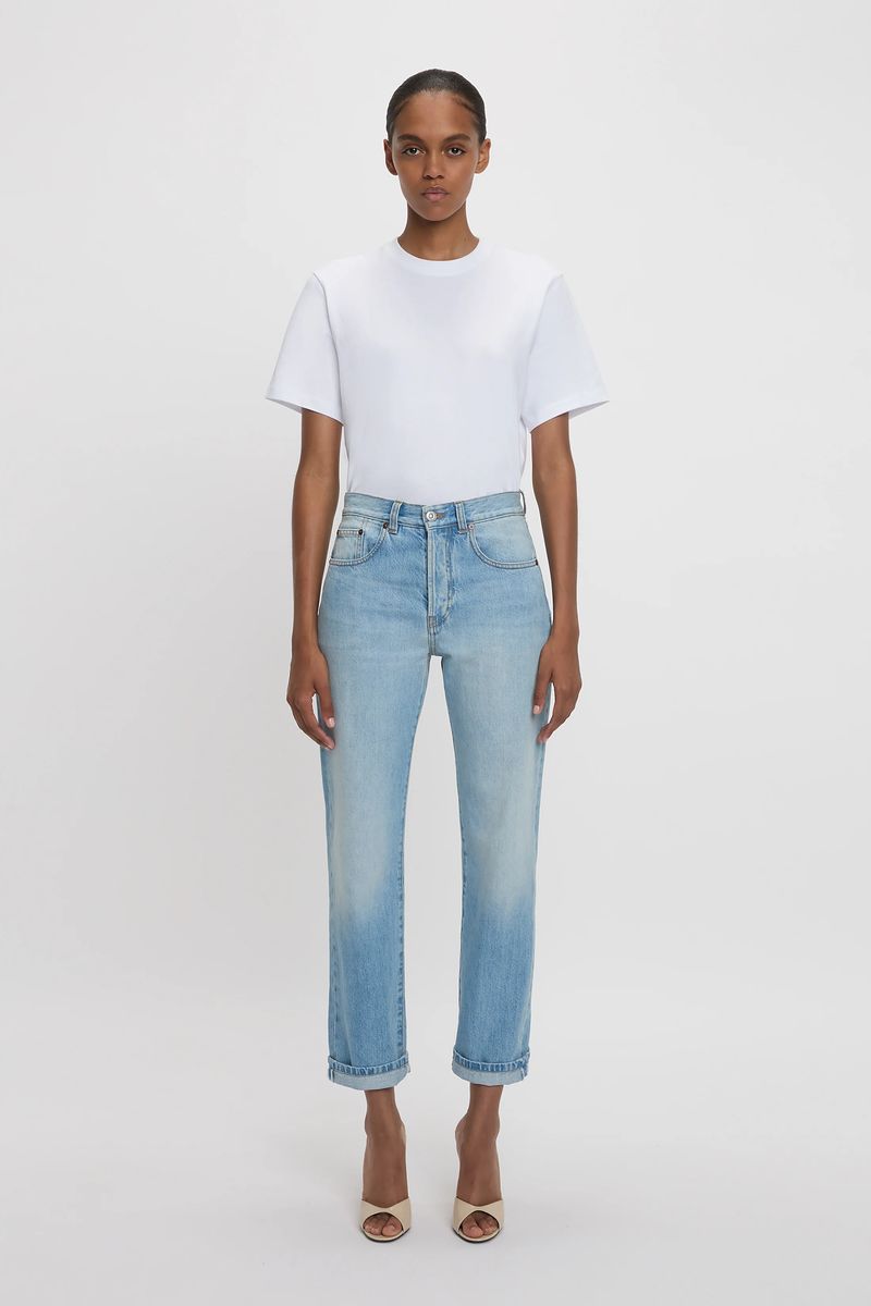 Jeans mit geradem Bein in Hellblau