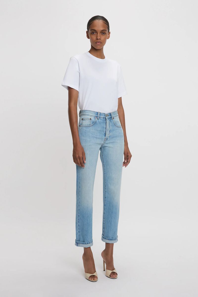 Jeans mit geradem Bein in Hellblau