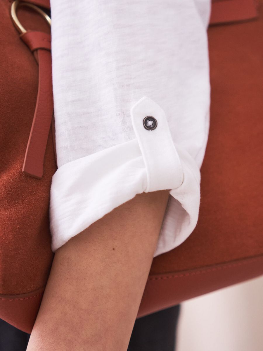 Jersey-Bluse mit Knopfleiste und 3/4-Ärmeln