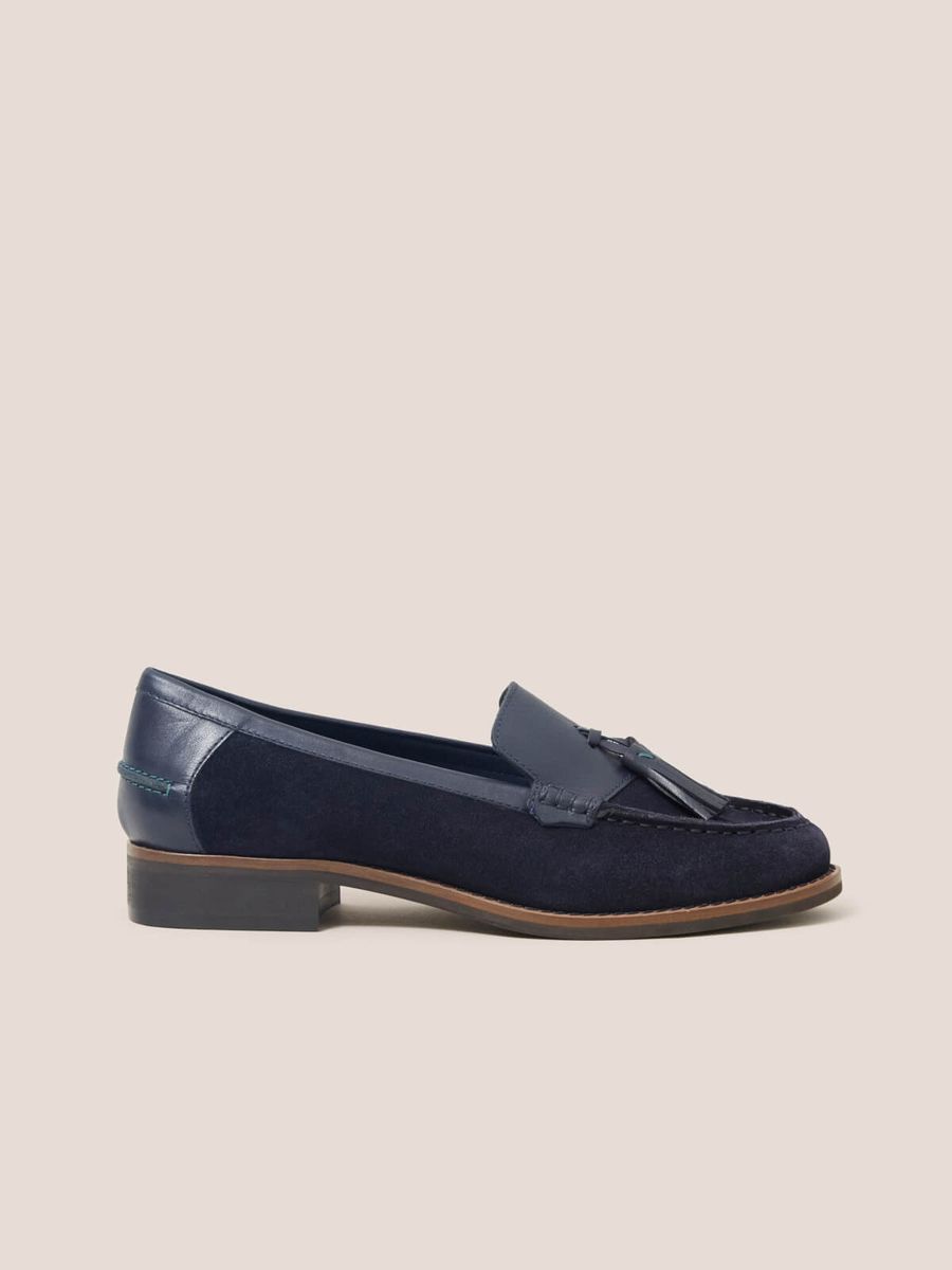 Klassischer Tassel Loafer aus Wildleder in Marineblau