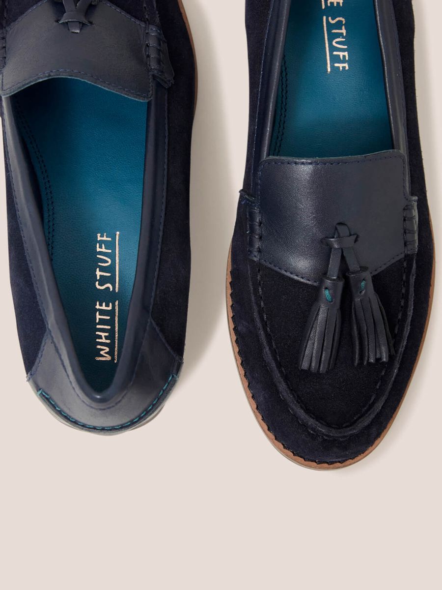 Klassischer Tassel Loafer aus Wildleder in Marineblau