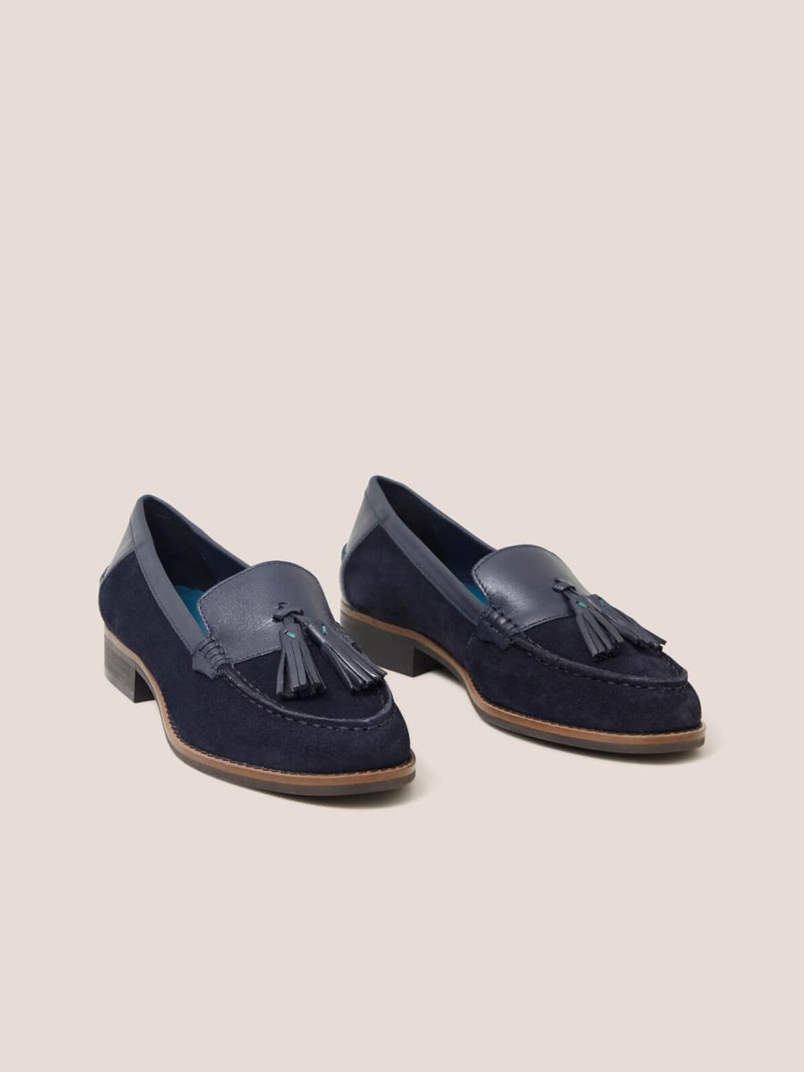 Klassischer Tassel Loafer aus Wildleder in Marineblau