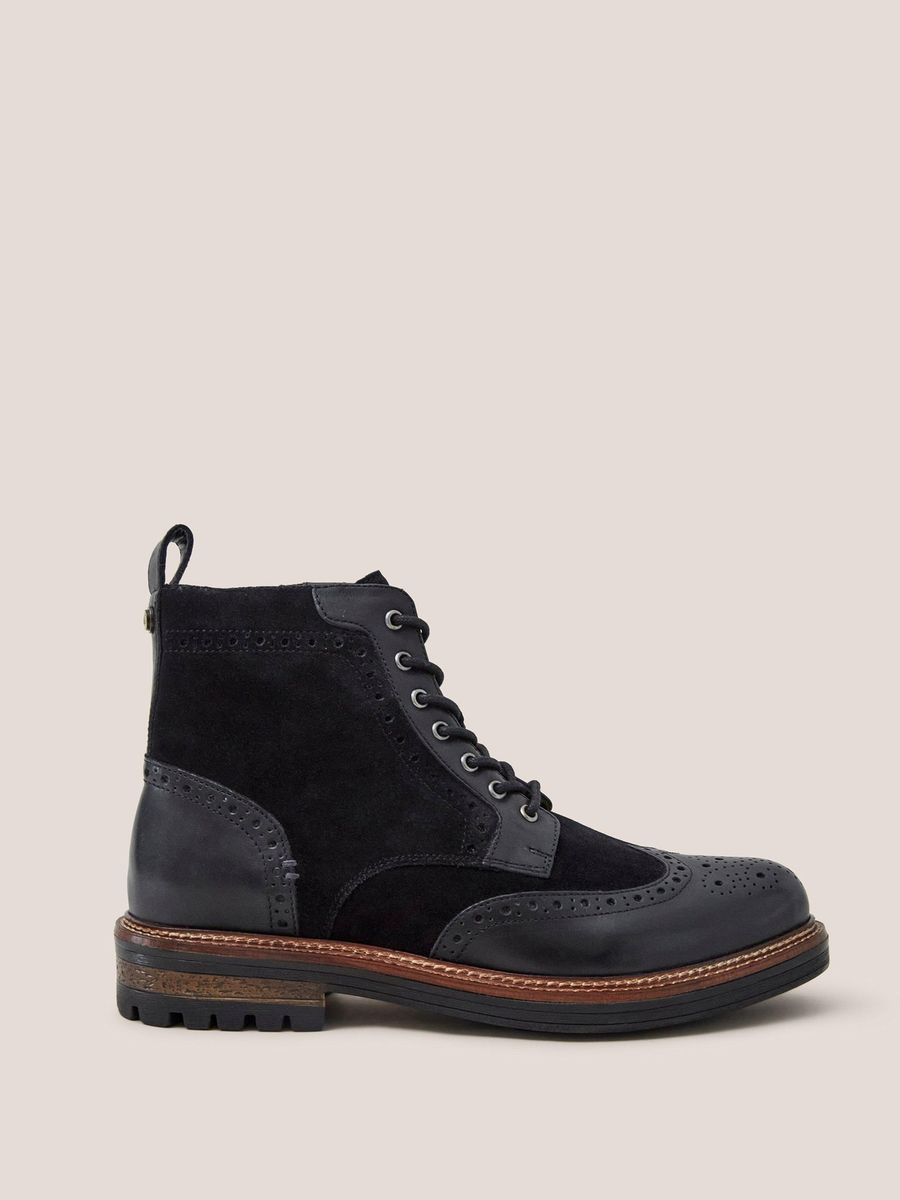 Brogue-Schnürstiefel aus Leder