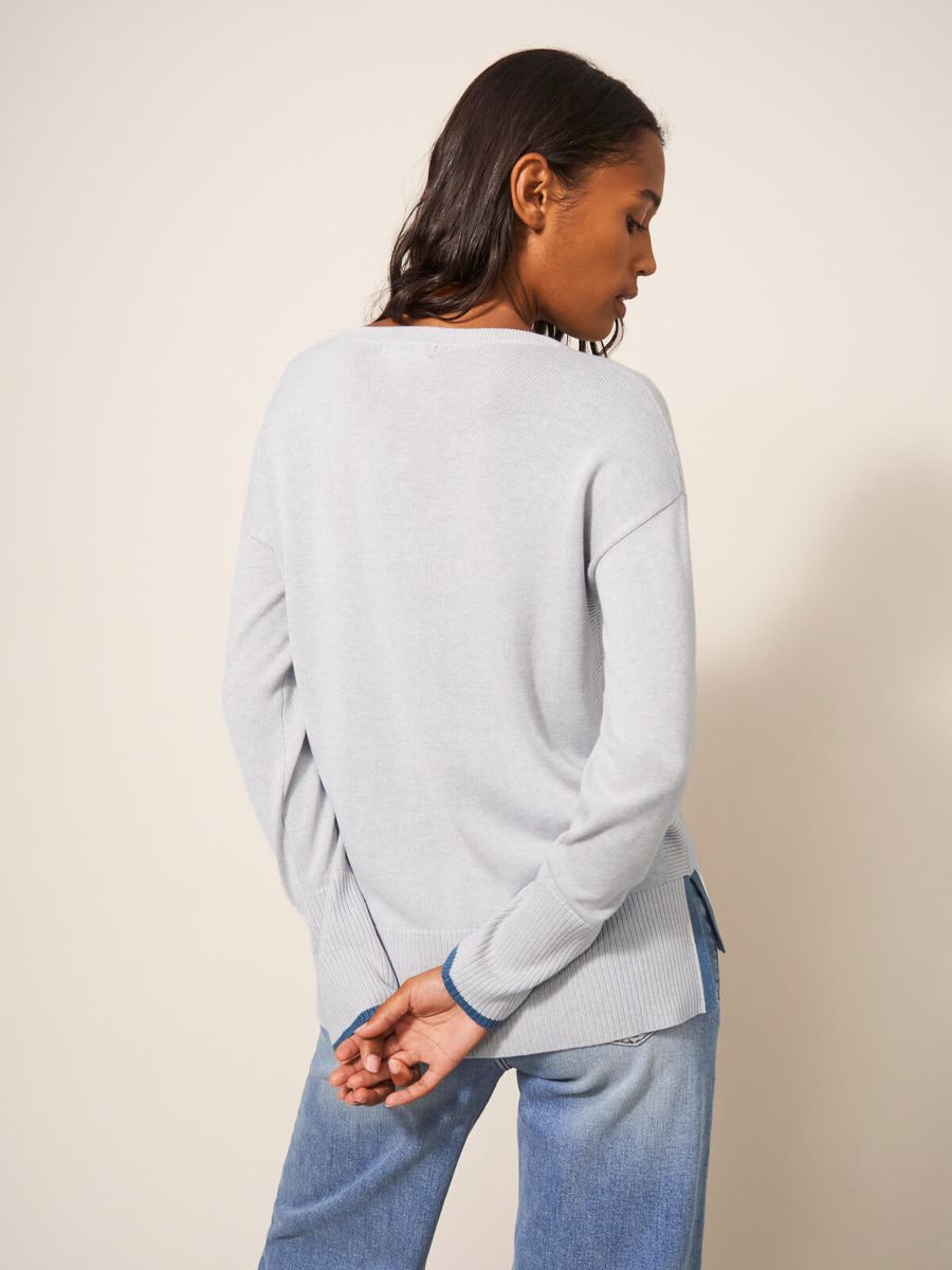 Rundhals Pullover aus Baumwollmischung