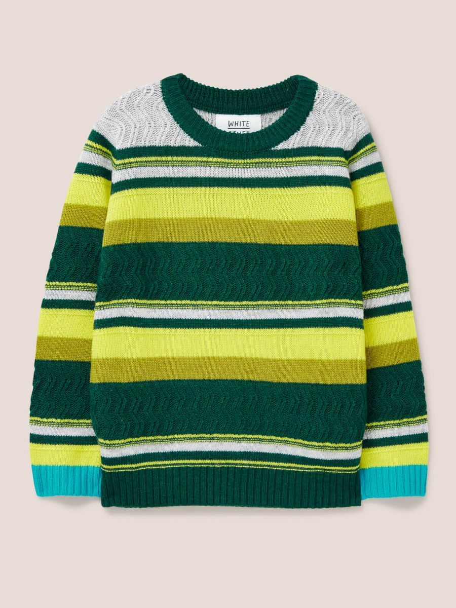 Gestreifter Strickpullover mit Strukturmuster