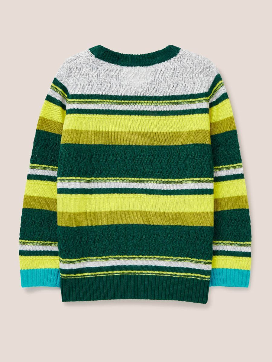 Gestreifter Strickpullover mit Strukturmuster