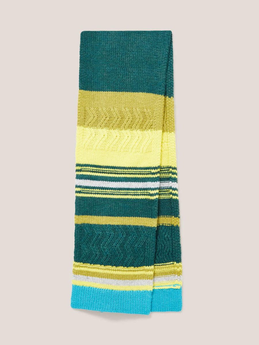 Gestreifter Strickschal mit buntem Design
