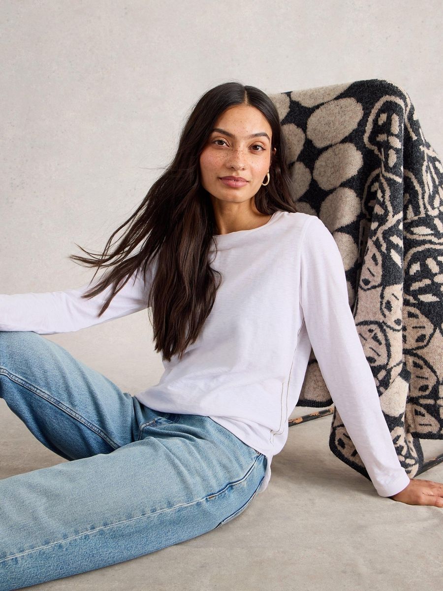 Essentielles Langarmshirt mit Rundhalsausschnitt