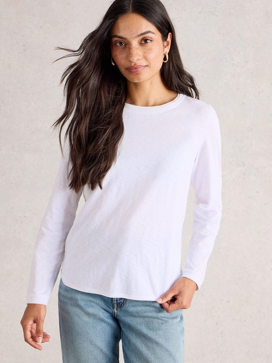 Essentielles Langarmshirt mit Rundhalsausschnitt