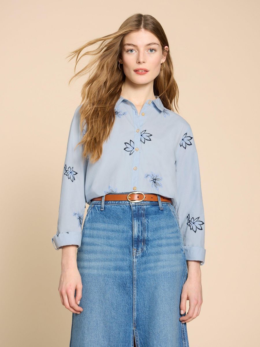 Bluse mit Blumenstickerei