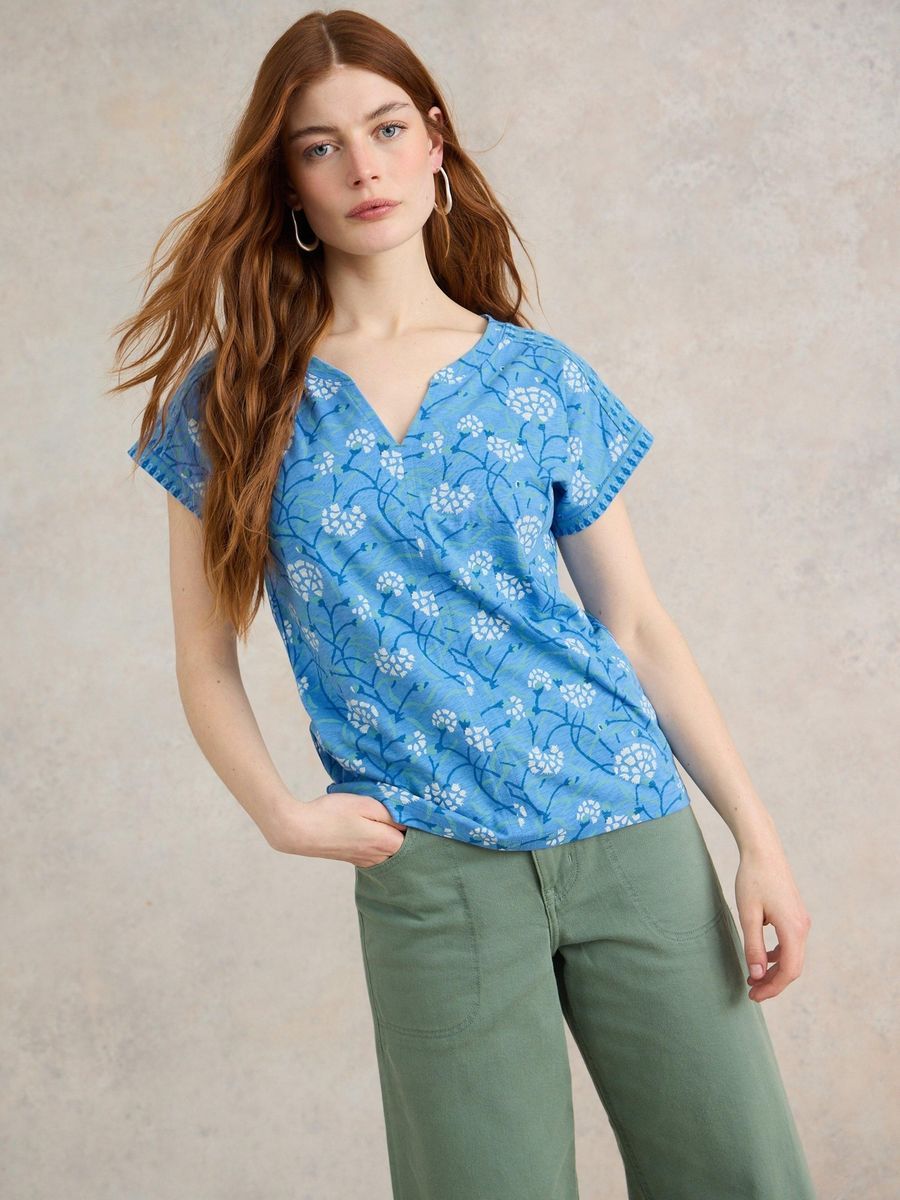 T-Shirt mit Blumenmuster aus Baumwolle