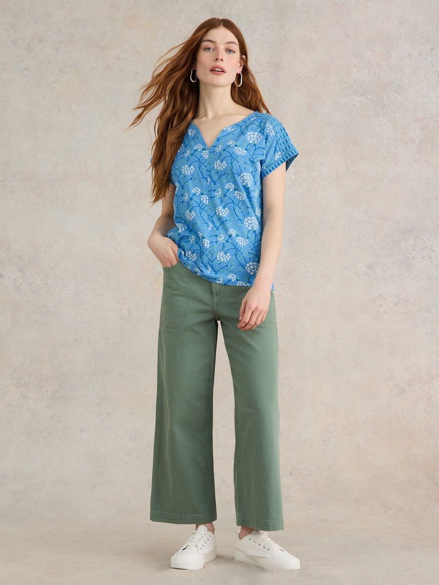 T-Shirt mit Blumenmuster aus Baumwolle