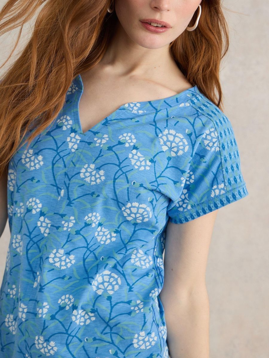 T-Shirt mit Blumenmuster aus Baumwolle