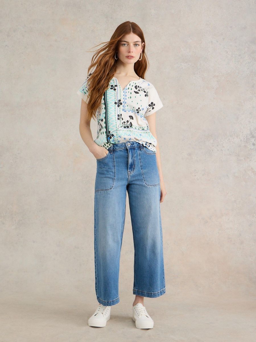 T-Shirt mit Blumenmuster aus Baumwolle
