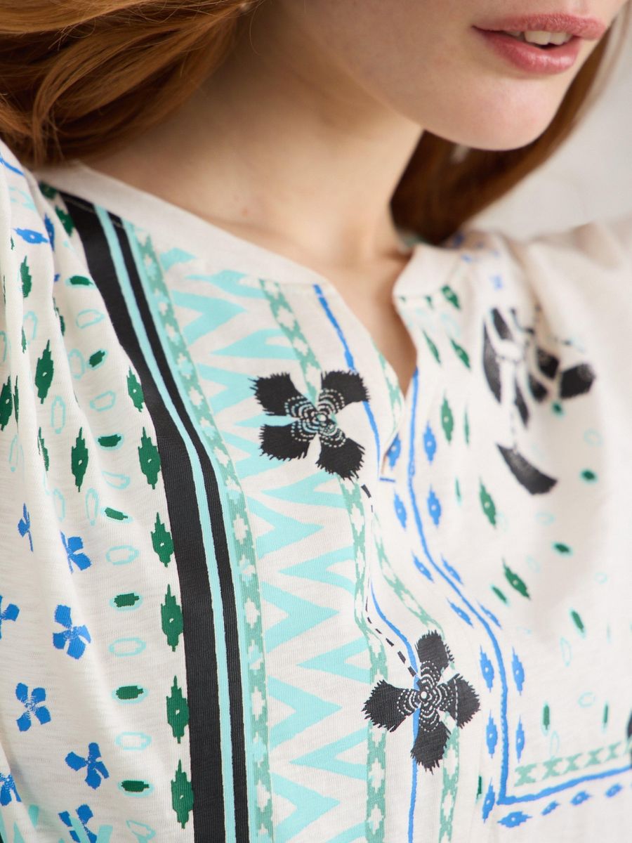 T-Shirt mit Blumenmuster aus Baumwolle