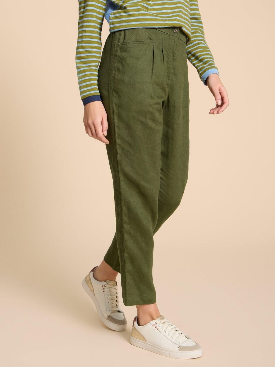 Hochtaillierte Leinenhose mit Bundfalten