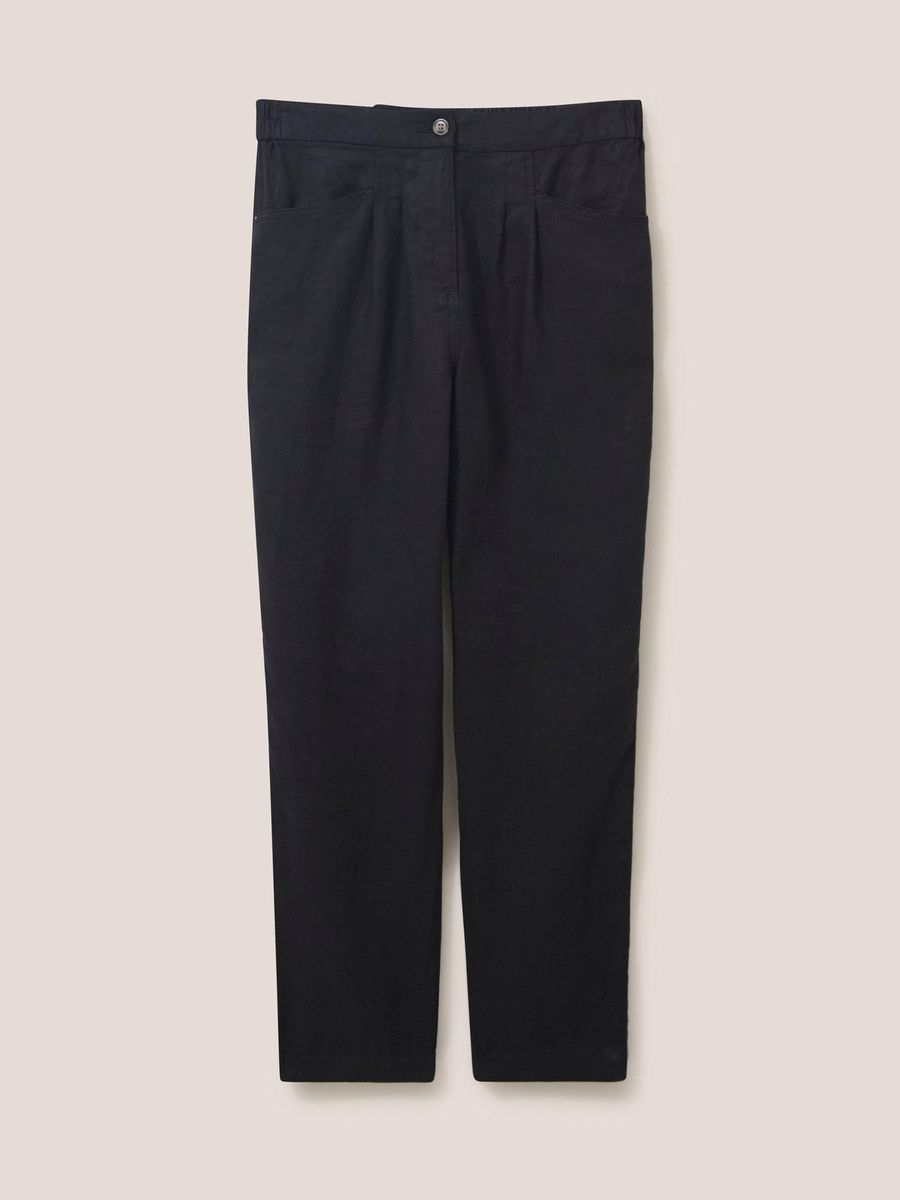 Hochtaillierte Leinenhose mit Bundfalten