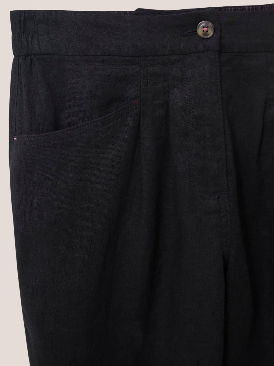 Hochtaillierte Leinenhose mit Bundfalten